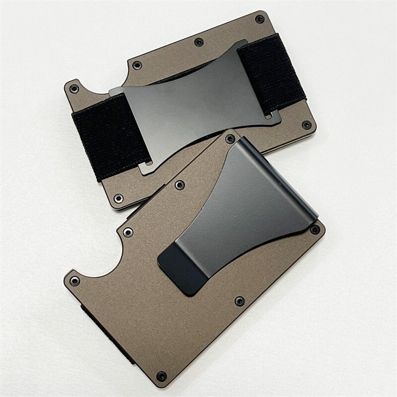 Set Wallet Carteira Masculina Aluminum Metal Alloy Men Card Holder with Money Clip and Replaceable Cash Band Slim Rifd Wallets