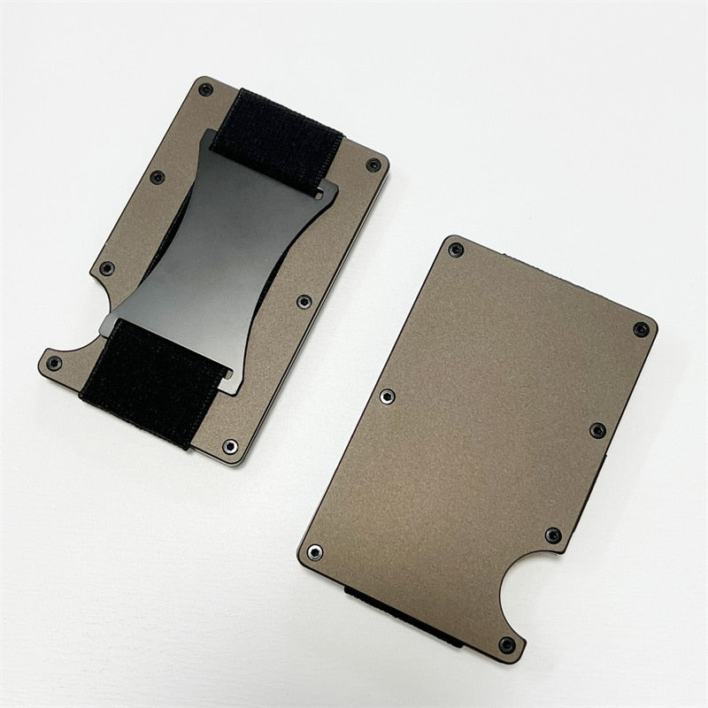 Set Wallet Carteira Masculina Aluminum Metal Alloy Men Card Holder with Money Clip and Replaceable Cash Band Slim Rifd Wallets