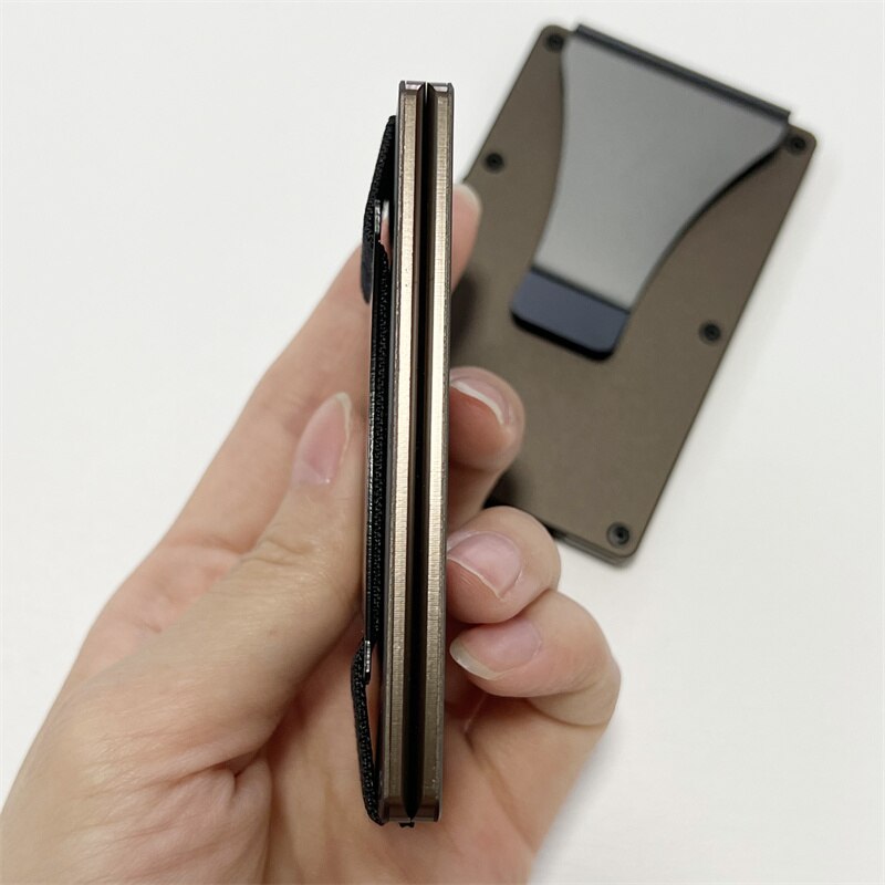 Set Wallet Carteira Masculina Aluminum Metal Alloy Men Card Holder with Money Clip and Replaceable Cash Band Slim Rifd Wallets